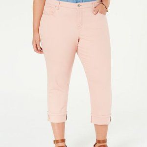 Style‎ & Co Plus Sze Curvy Cuffed Capri Jeans Peach